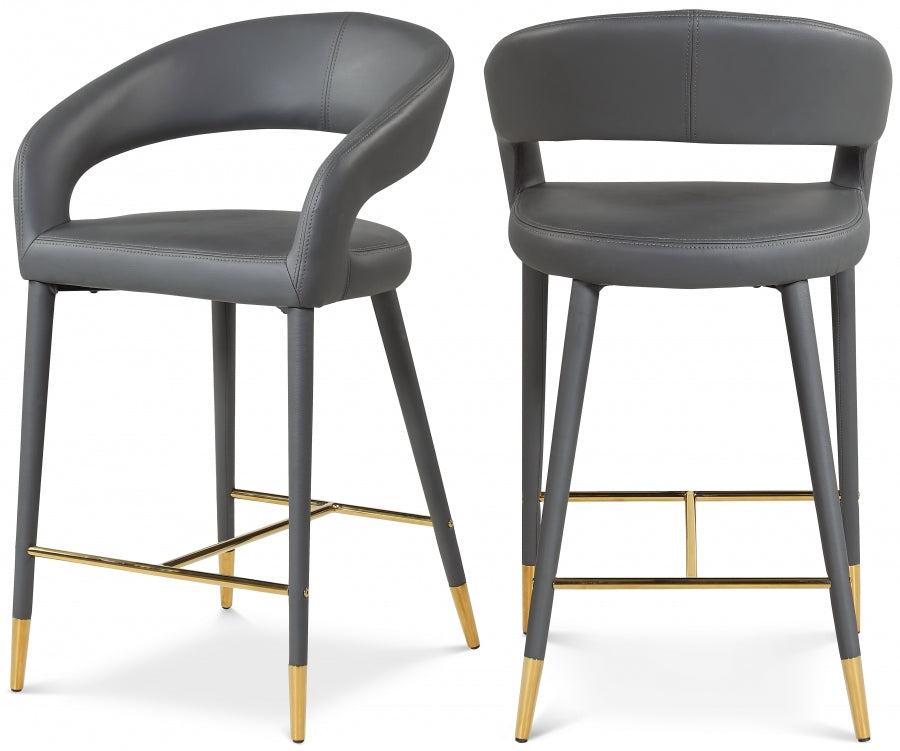 Destiny Vegan Leather Upholstered Stool — 541-C - Grey - 541Grey-C Double Chair