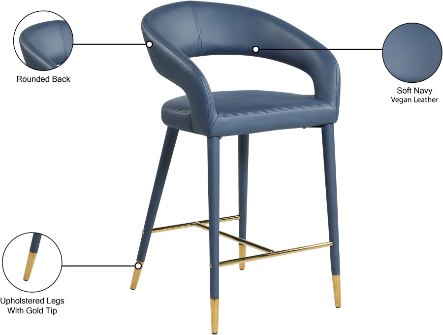 Destiny Vegan Leather Upholstered Stool — 541-C - Blue - 541Navy-C Infographic