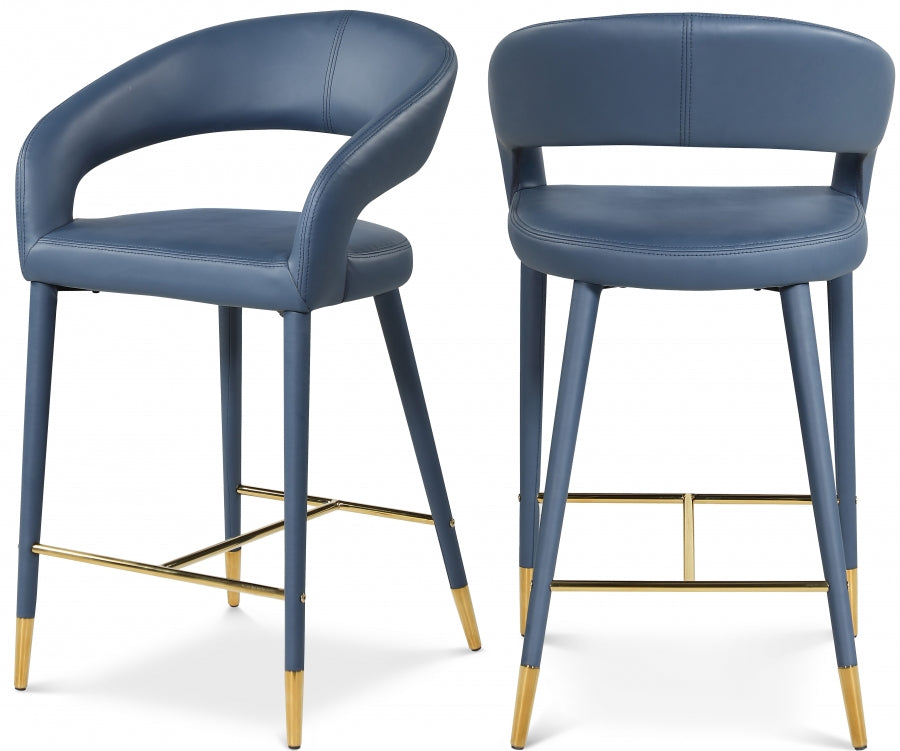 Destiny Vegan Leather Upholstered Stool — 541-C - Blue - 541Navy-C Double Chair