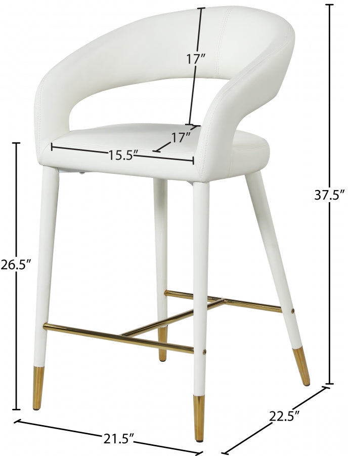 Destiny Vegan Leather Upholstered Stool — 541-C - White - 541White-C Dim