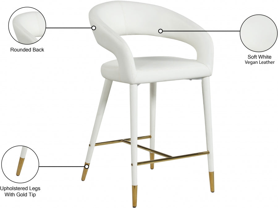 Destiny Vegan Leather Upholstered Stool — 541-C - White - 541White-C Infographic