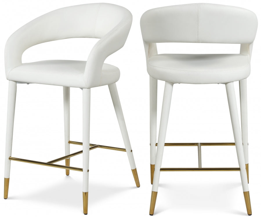Destiny Vegan Leather Upholstered Stool — 541-C - White - 541White-C Double Chair