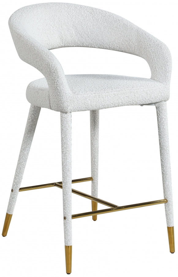 Destiny Boucle Fabric Upholstered Stool — 542-C - Cream - 542Cream-C