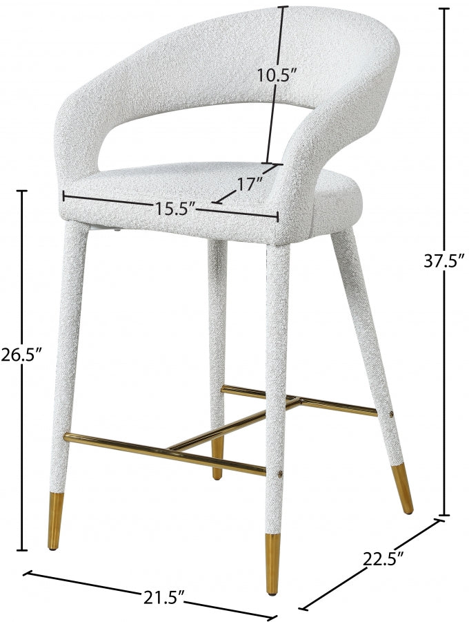 Destiny Boucle Fabric Upholstered Stool — 542-C - Cream - 542Cream-C Dim