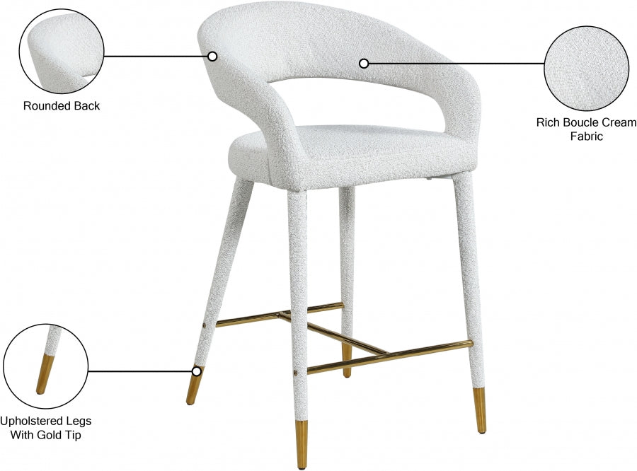 Destiny Boucle Fabric Upholstered Stool — 542-C - Cream - 542Cream-C Infographic