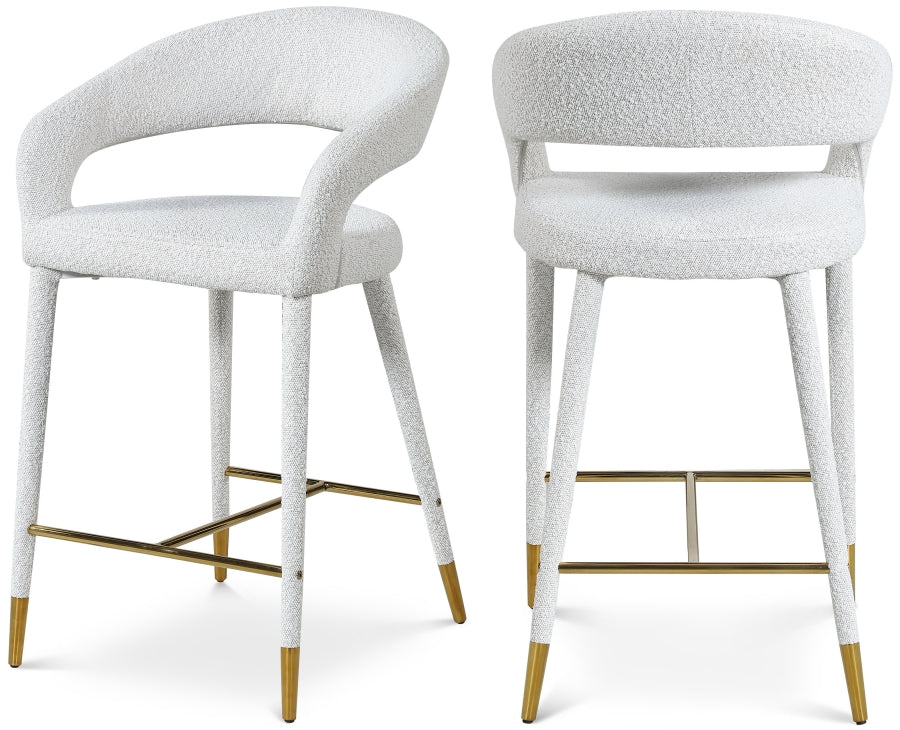 Destiny Boucle Fabric Upholstered Stool — 542-C - Cream - 542Cream-C Double Chair
