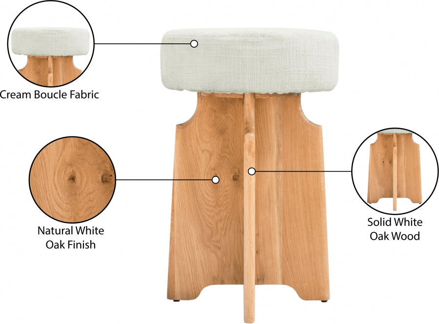 Jasper Boucle Fabric Upholstered Counter Stool — 837Cream-C - Cream - 837Cream-C Infographic