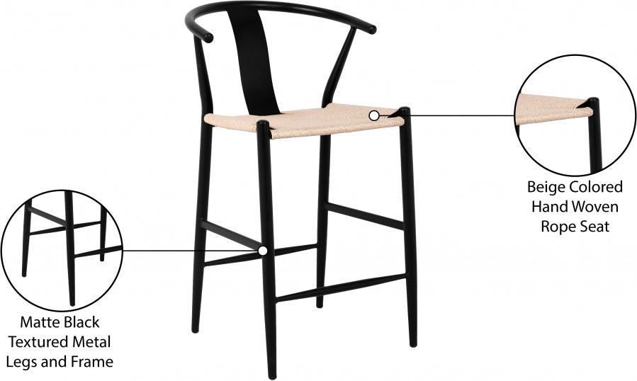 Beck Hand Woven Rope Stool — 894-C - Black - 894Black-C Infographic