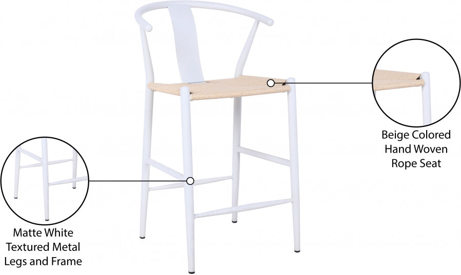 Beck Hand Woven Rope Stool — 894-C - White - 894White-C Infographic