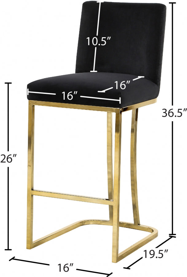 Heidi Velvet Upholstered Counter Stool — 777-C - Black - 777Black-C Dim