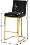 Heidi Velvet Upholstered Counter Stool — 777-C - Black - 777Black-C Dim