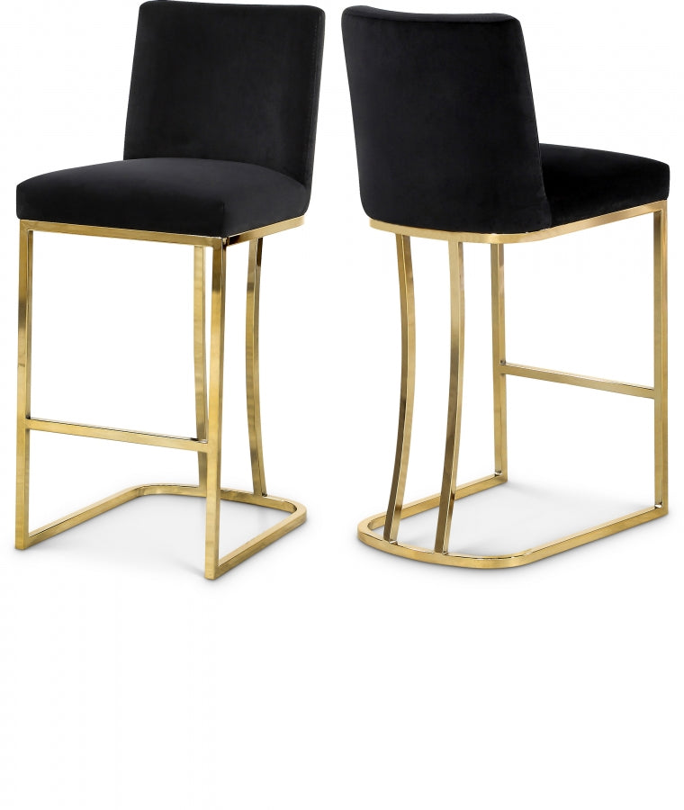 Heidi Velvet Upholstered Counter Stool — 777-C - Black - 777Black-C Double Chair