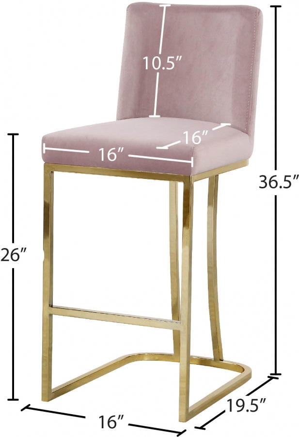 Heidi Velvet Upholstered Counter Stool — 777-C - Pink - 777Pink-C Dim