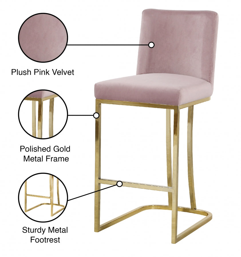 Heidi Velvet Upholstered Counter Stool — 777-C - Pink - 777Pink-C Infographic