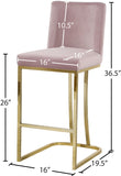 Heidi Velvet Upholstered Counter Stool — 777-C - Pink - 777Pink-C Dim