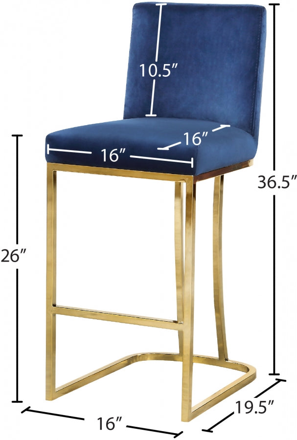 Heidi Velvet Upholstered Counter Stool — 777-C - Blue - 777Navy-C Dim
