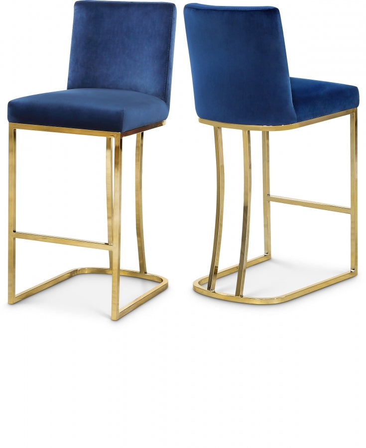Heidi Velvet Upholstered Counter Stool — 777-C - Blue - 777Navy-C Double Chair