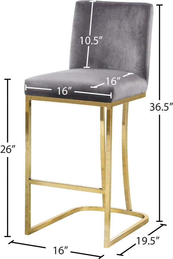 Heidi Velvet Upholstered Counter Stool — 777-C - Grey - 777Grey-C Dim