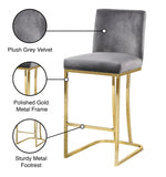 Heidi Velvet Upholstered Counter Stool — 777-C - Grey - 777Grey-C Infographic