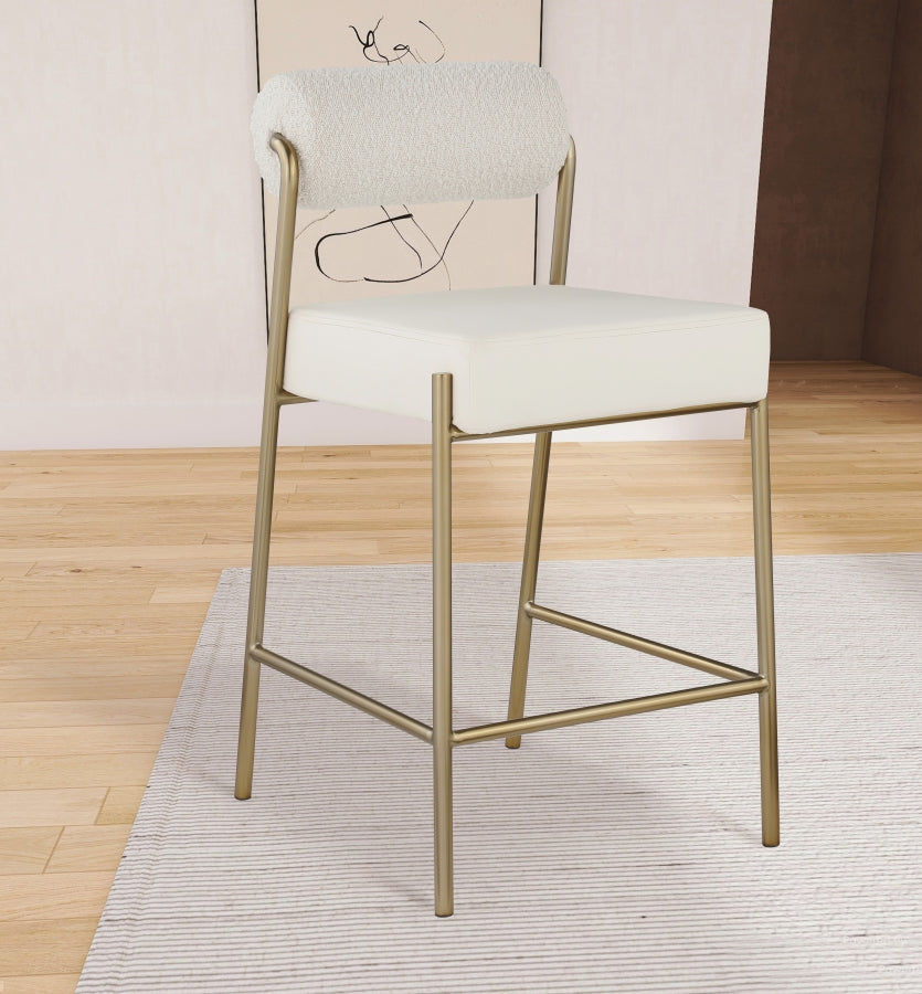 Carly Boucle Fabric And Vegan Leather Upholstered Counter Stool — 587-C - Cream - 587Cream-C alternate view 1