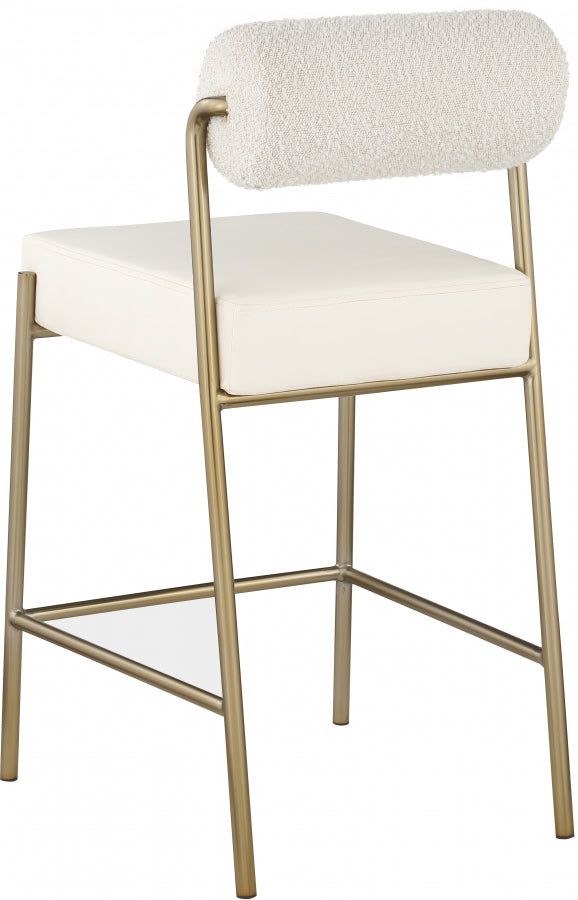 Carly Boucle Fabric And Vegan Leather Upholstered Counter Stool — 587-C - Cream - 587Cream-C alternate view 2