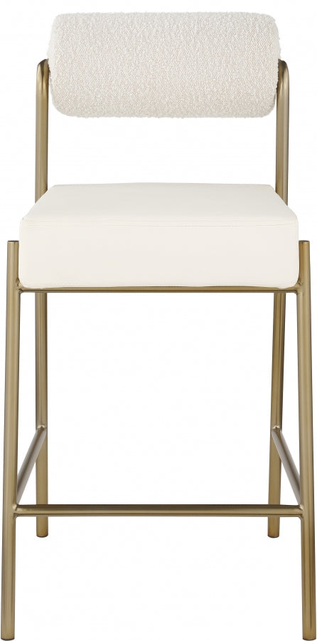 Carly Boucle Fabric And Vegan Leather Upholstered Counter Stool — 587-C - Cream - 587Cream-C alternate view 3