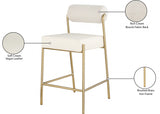Carly Boucle Fabric And Vegan Leather Upholstered Counter Stool — 587-C - Cream - 587Cream-C Infographic