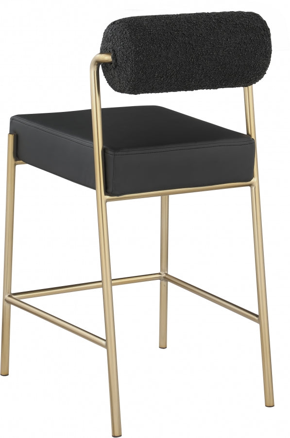 Carly Boucle Fabric And Vegan Leather Upholstered Counter Stool — 587-C - Black - 587Black-C alternate view 2