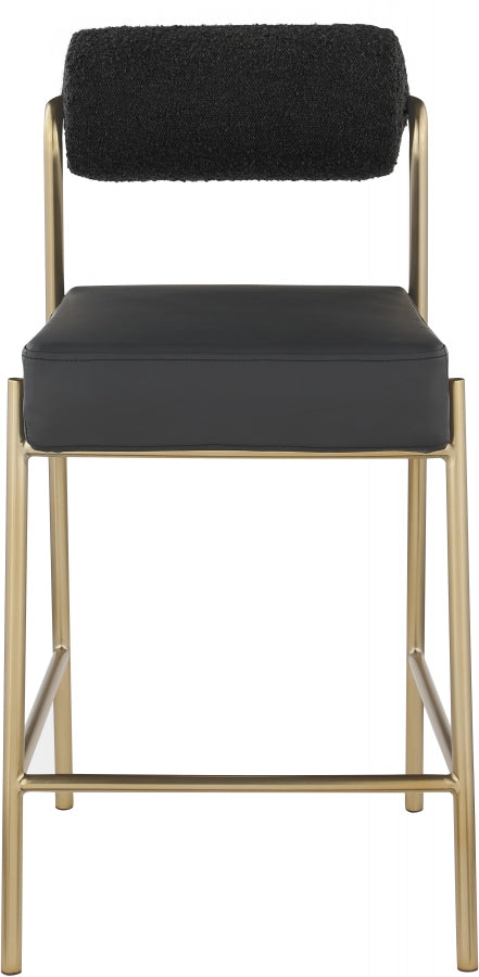 Carly Boucle Fabric And Vegan Leather Upholstered Counter Stool — 587-C - Black - 587Black-C alternate view 3