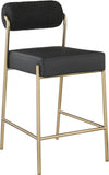 Carly Boucle Fabric And Vegan Leather Upholstered Counter Stool — 587-C - Black - 587Black-C