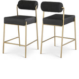 Carly Boucle Fabric And Vegan Leather Upholstered Counter Stool — 587-C - Black - 587Black-C Double Chair
