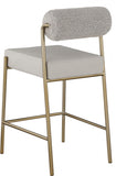 Carly Boucle Fabric And Vegan Leather Upholstered Counter Stool — 587-C - Taupe - 587Taupe-C alternate view 2