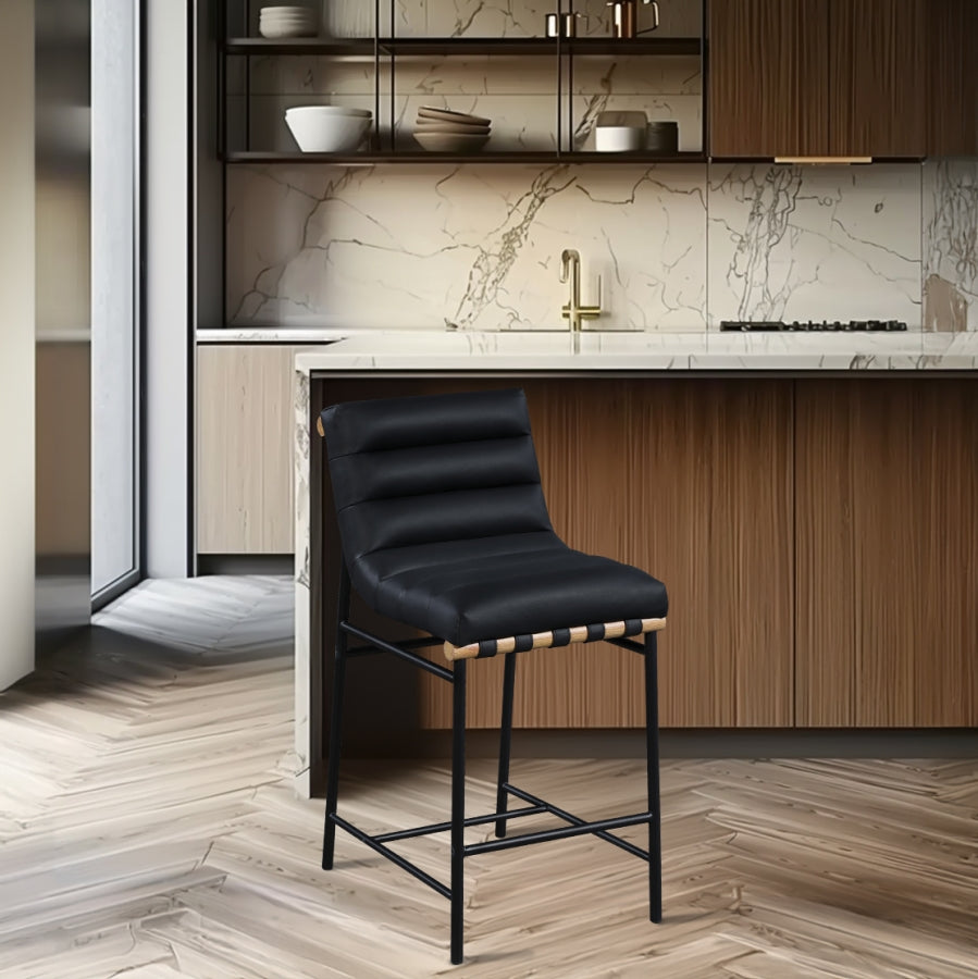 Burke Vegan Leather Upholstered Counter Stool — 857-C-Leather - Black - 857Black-C alternate view 1