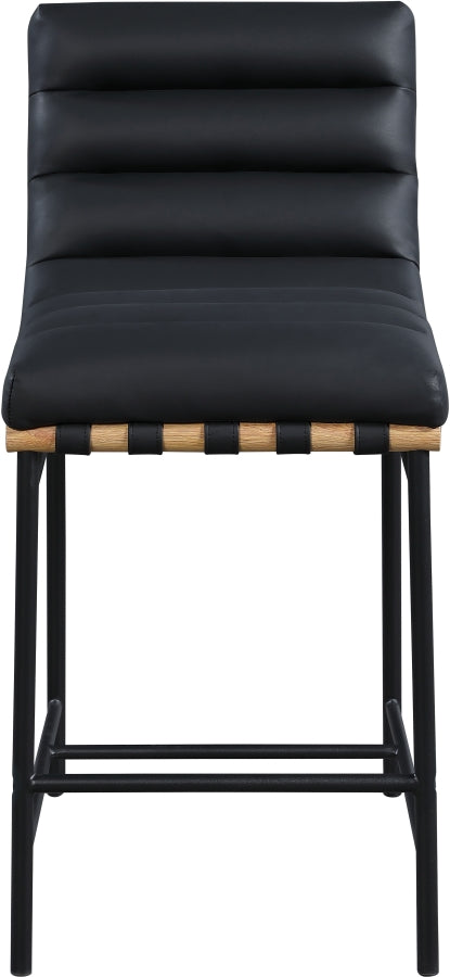 Burke Vegan Leather Upholstered Counter Stool — 857-C-Leather - Black - 857Black-C alternate view 2