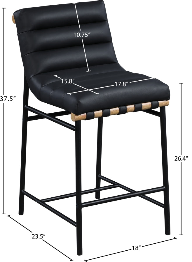 Burke Vegan Leather Upholstered Counter Stool — 857-C-Leather - Black - 857Black-C Dim