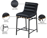 Burke Vegan Leather Upholstered Counter Stool — 857-C-Leather - Black - 857Black-C Infographic