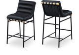 Burke Vegan Leather Upholstered Counter Stool — 857-C-Leather - Black - 857Black-C Double Chair