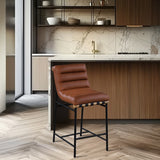Burke Vegan Leather Upholstered Counter Stool — 857-C-Leather - Cognac - 857Cognac-C alternate view 1