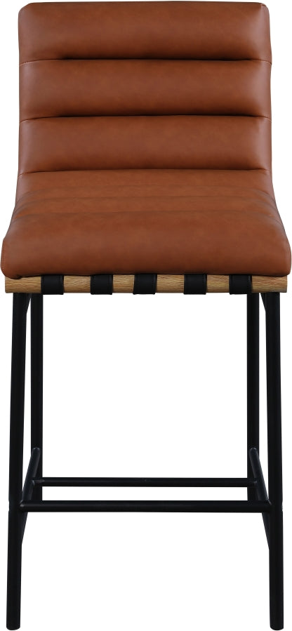 Burke Vegan Leather Upholstered Counter Stool — 857-C-Leather - Cognac - 857Cognac-C alternate view 2
