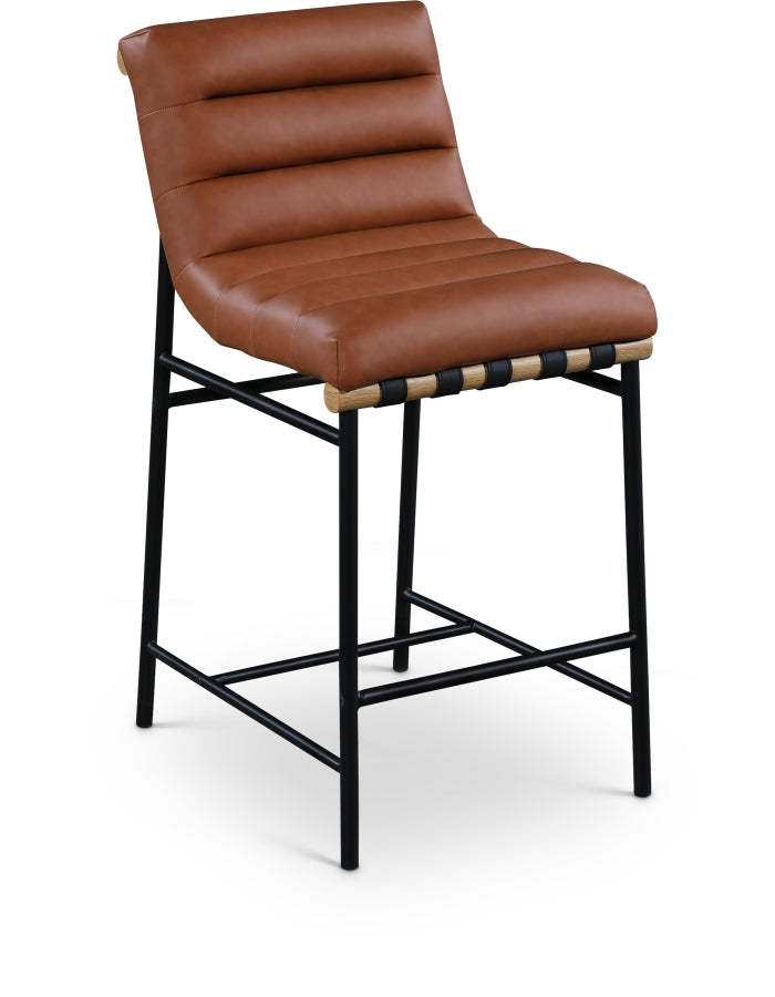 Burke Vegan Leather Upholstered Counter Stool — 857-C-Leather - Cognac - 857Cognac-C