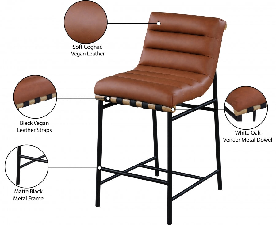 Burke Vegan Leather Upholstered Counter Stool — 857-C-Leather - Cognac - 857Cognac-C Infographic