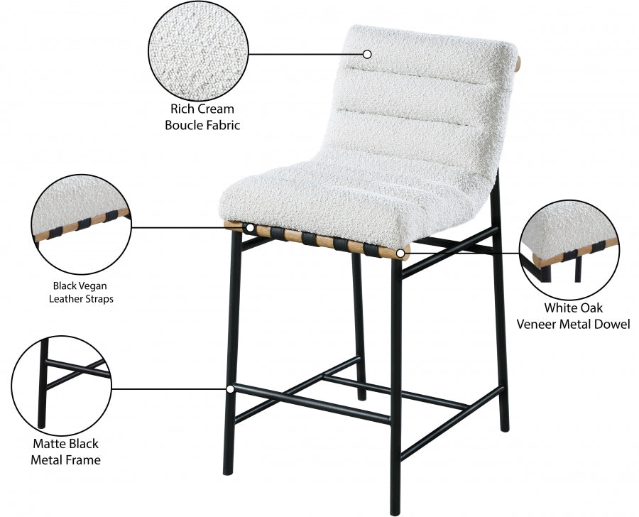 Burke Boucle Fabric Upholstered Counter Stool — 857-C - Cream - 857Cream-C Infographic