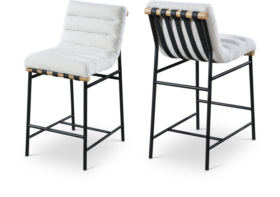 Burke Boucle Fabric Upholstered Counter Stool — 857-C - Cream - 857Cream-C Double Chair
