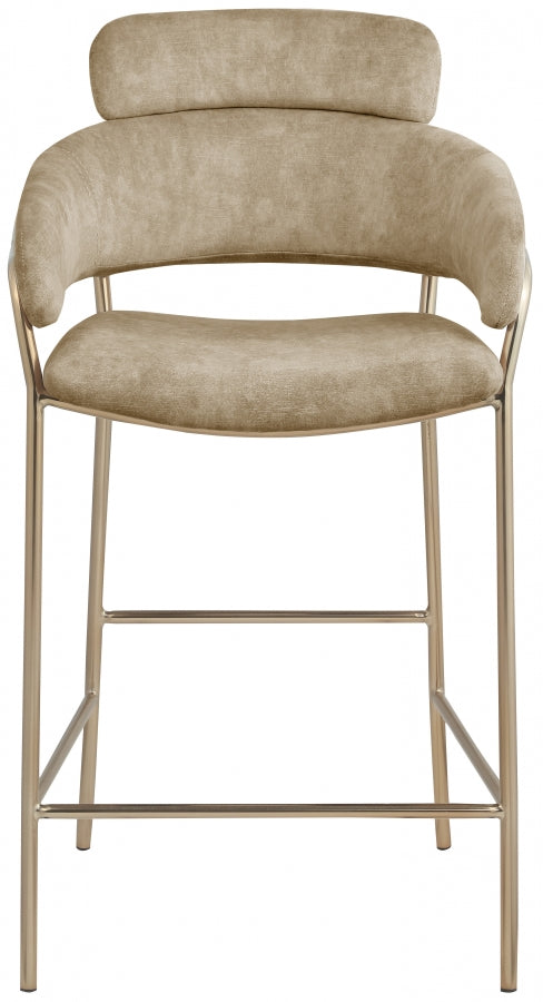 Yara Velvet Upholstered Counter Stool — 550-C - Beige - 550Beige-C alternate view 3