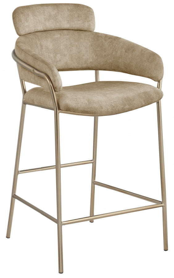 Yara Velvet Upholstered Counter Stool — 550-C - Beige - 550Beige-C