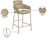 Yara Velvet Upholstered Counter Stool — 550-C - Beige - 550Beige-C Infographic