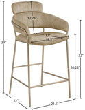 Yara Velvet Upholstered Counter Stool — 550-C - Beige - 550Beige-C Dim
