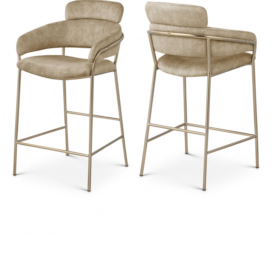 Yara Velvet Upholstered Counter Stool — 550-C - Beige - 550Beige-C Double Chair
