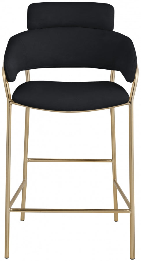 Yara Velvet Upholstered Counter Stool — 550-C - Black - 550Black-C alternate view 3