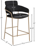 Yara Velvet Upholstered Counter Stool — 550-C - Black - 550Black-C Dim